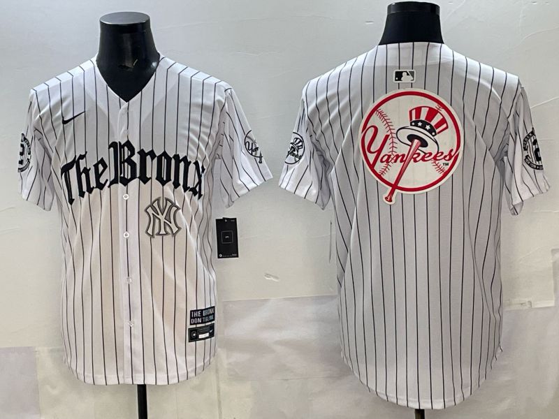 Men 2025 New York Yankees Blank White Stripe Five generations Joint Name Nike MLB Jersey style 025